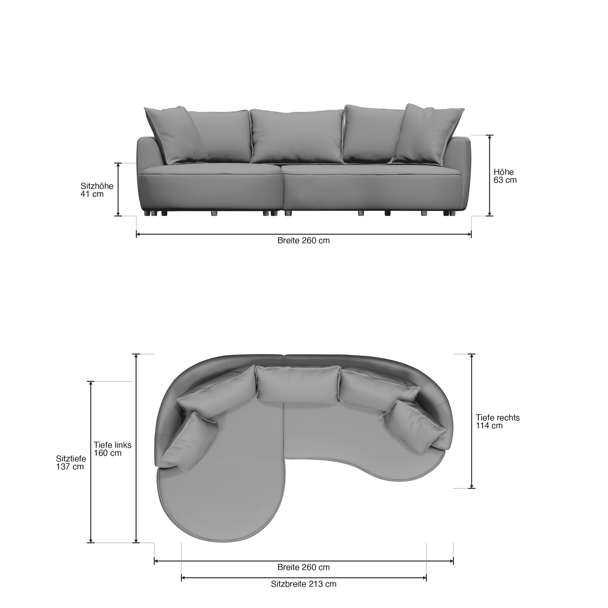 Mantua Ecksofa mit Recamiere