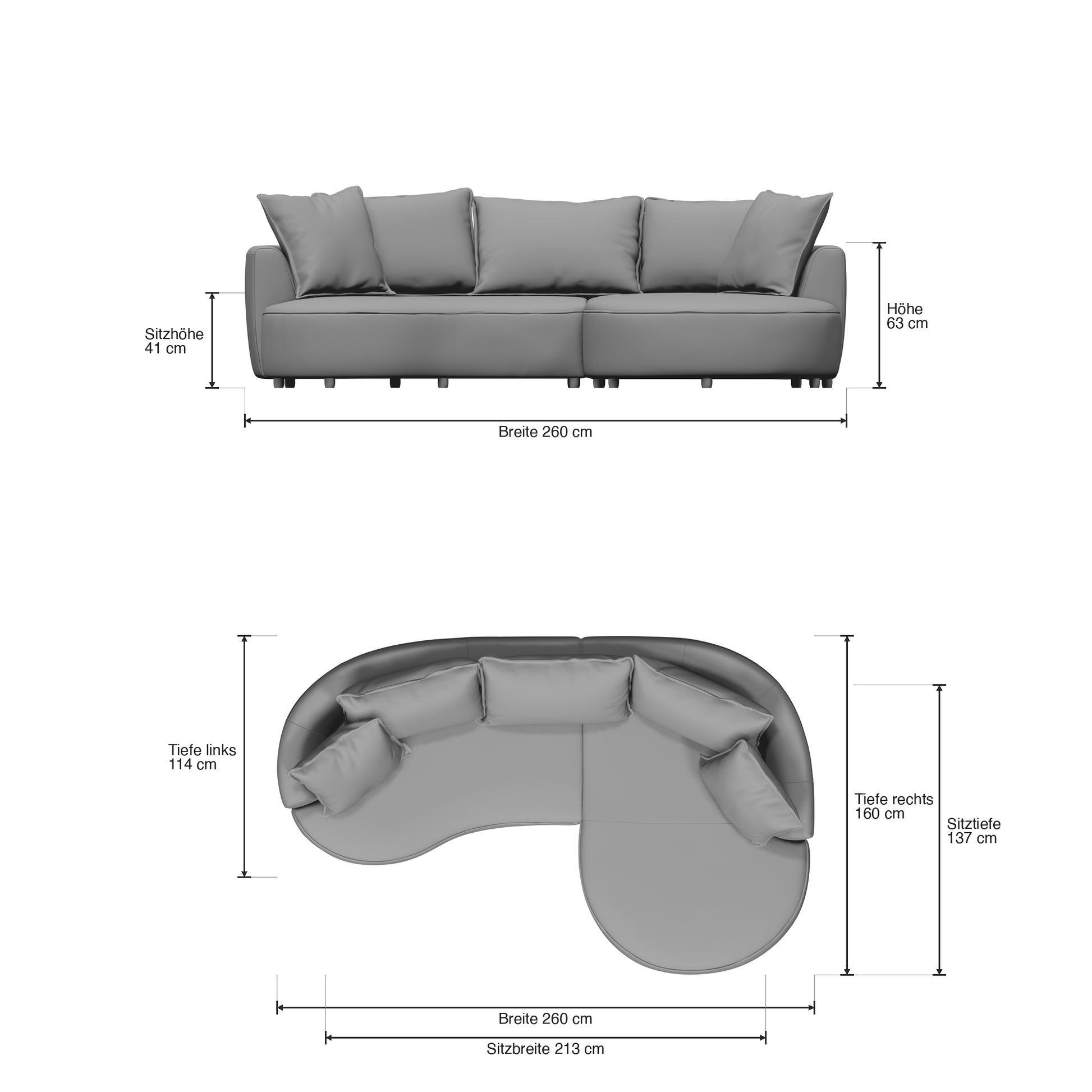 Mantua Ecksofa mit Recamiere