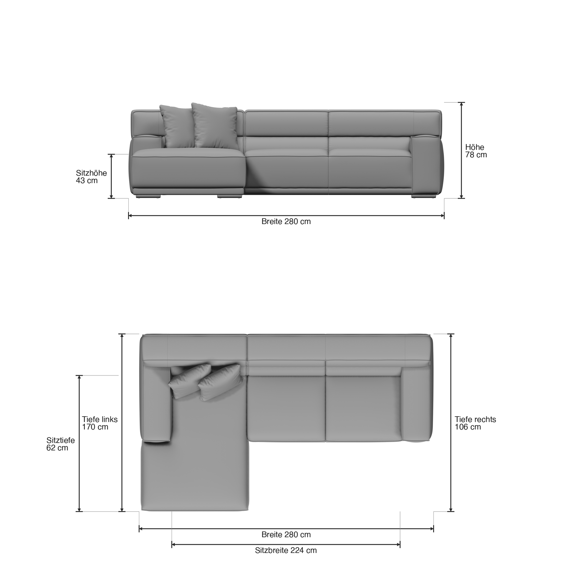 Umea Ecksofa mit Recamiere