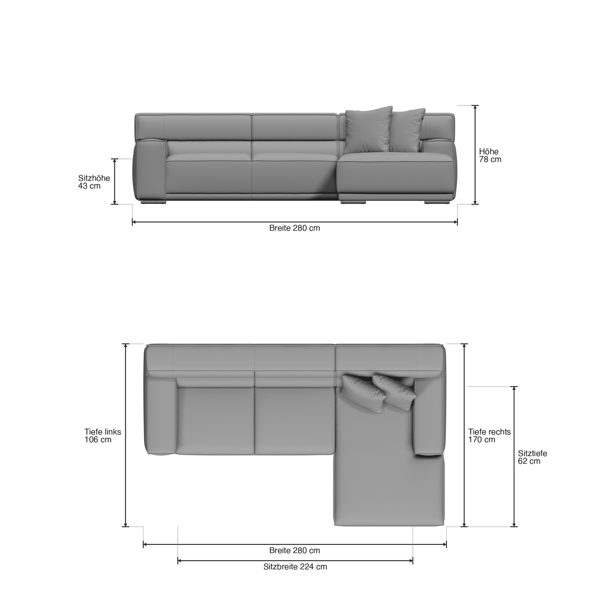 Umea Ecksofa mit Recamiere