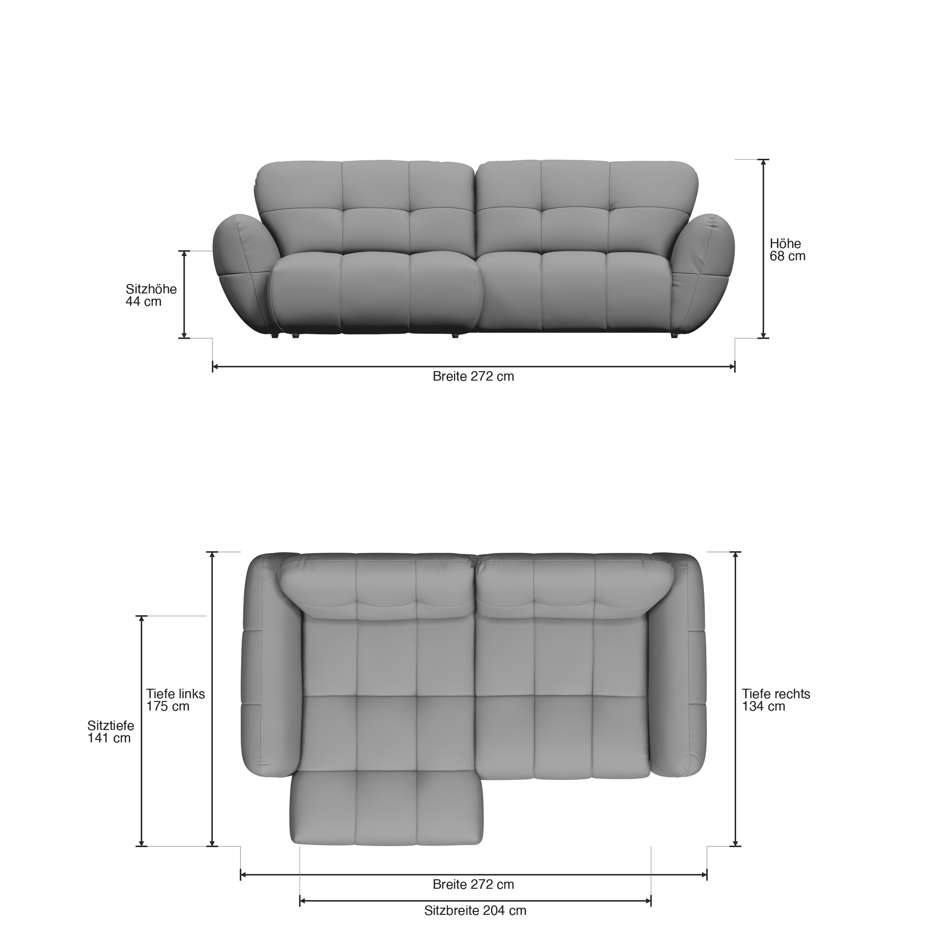 Vannes Ecksofa mit Recamiere