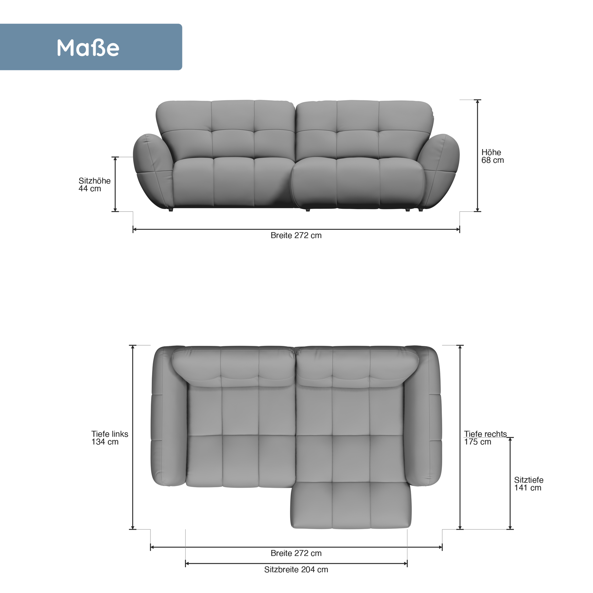 Vannes Ecksofa mit Recamiere